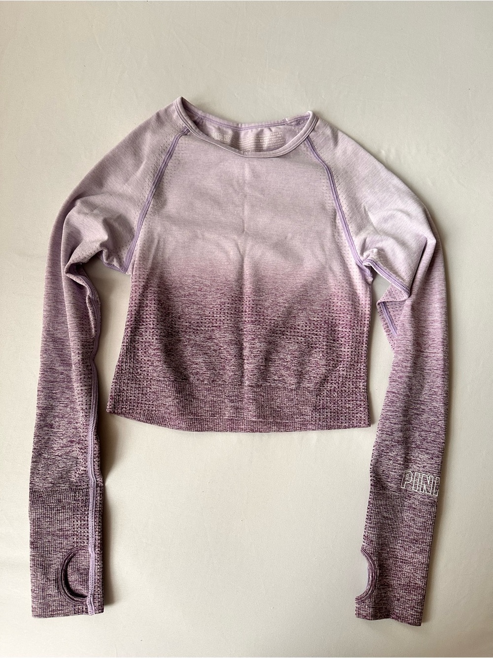 PINK Victoria's Secret Lavender Ombre Long-Sleeve Crop Top